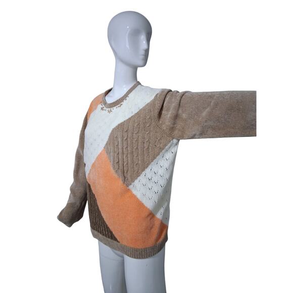 Y2k Vtg Alfred Dunner Chenille Crew Grungecore Women XL Grandpa Sweater - Picture 3 of 12